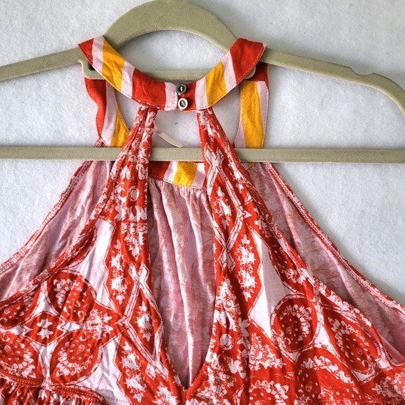 New Free People Mimi Halter Tunic Top Orange Floral Women Small Lavender Combo S - Picture 9 of 14